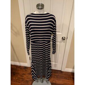 Ella Moss Navy Blue & White Striped Rachel Midi Asymmetrical Dress, Size XL